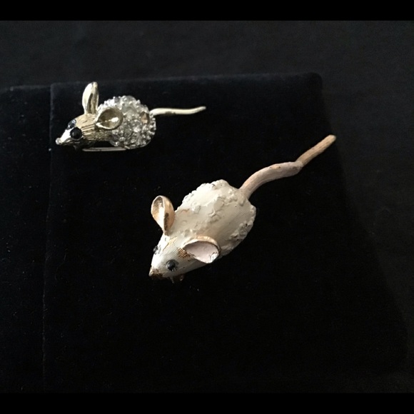 2 VINTAGE MICE TACK PIN BROOCHES - Picture 2 of 8